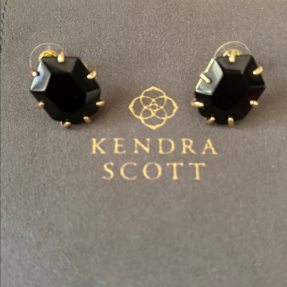 Kendra Scott Gold Morgan Stud Earrings in Black Agate - Picture 10 of 12
